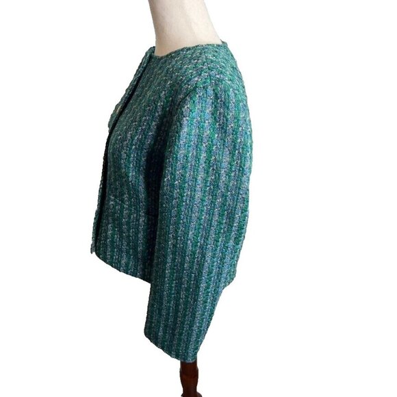 J.Crew Womens $228 Tweed Lady Jacket Blue Green Size 8 BS926 - Picture 6 of 11